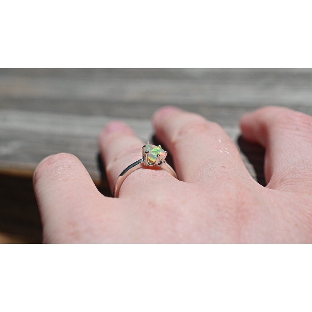 opal ring, unique opal ring, alternative engagement ring  jewelry for her, birth - Picture 2 of 6